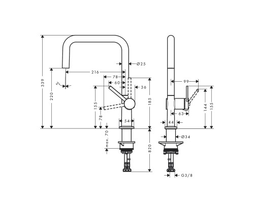 Hansgrohe Talis M541 KM 220 U 1jet matt black