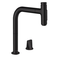 HANSGROHE Змішувач Metris Select 200 кухонний з витяжним виливом 2Jet на 2 отвори Sbox Matt Black (73818670)