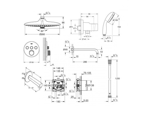 GROHE 34614SC3 Smartcontrol набор скрытого монтажа (35600000+29121000+26458000+26406001+13255000)