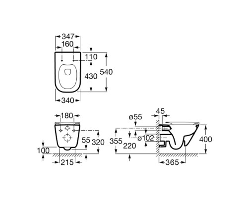 ROCA A34H470000 Комплект: GAP Rimless унитаз подвесной с сиденьем Slim, slow-closing