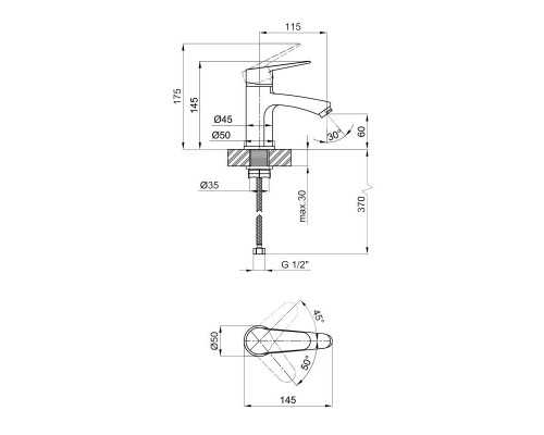 Змішувач для раковини низький Nicole 001F, Chrome (k35)  Lidz