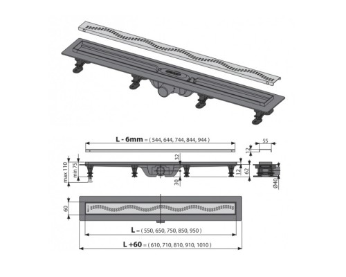 ALCAPLAST APZ8-850m Водосточный желоб APZ8- 850 (Чехия)
