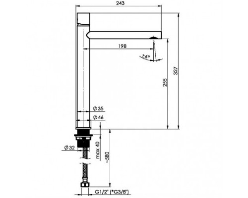 Змішувач-кран для раковини RUBINETA  ETNA-18/D  (TND0008)