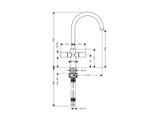 HANSGROHE 38040000 Axor Uno2 Смеситель для кухни, двухвентильный