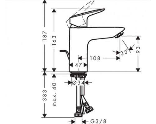 HANSGROHE 71011000 MYCUBE L смеситель для умывальника однорычажный, хром
