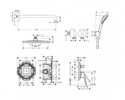 HANSGROHE 1192019 LOGIS LOOP душевой набор скрытого монтажа (26726000+27413000+71264000+01800180+26