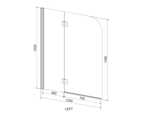 EGER Шторка на ванну 80*150см, левая/правая, профиль хром, стекло прозрачное 5 мм