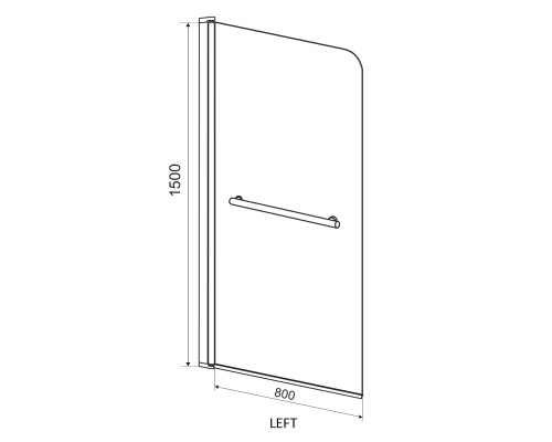 EGER Шторка на ванну 80*150 см,левая/правая, профиль хром, стекло тонированное 5мм