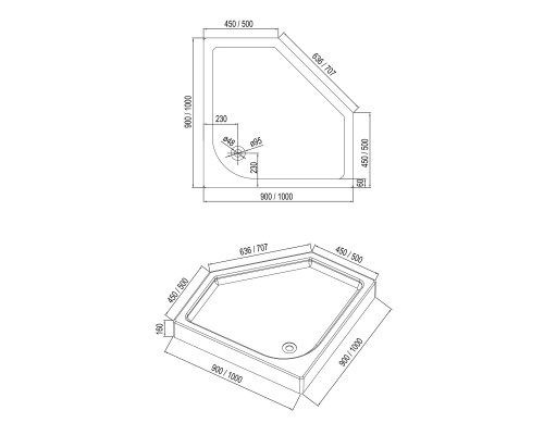 EGER IRIS поддон 100*100*16см пятиугольный, с сифоном