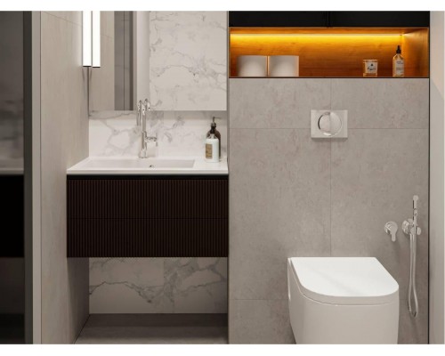 FANCY MARBLE 5507201 Умывальник из литого мрамора JOSEFINE SLIM 700 L (700 х 400 х 145 )