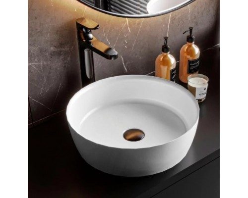 FANCY MARBLE 9204101 Умывальник из литого мрамора SILVIA (400 х 400 x 120 )