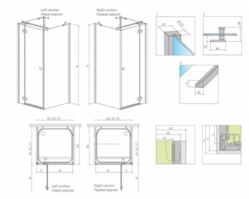 RADAWAY_NEW Душова кабіна Almatea KDJ+S/1R 800x1200x800x1950 хром/прозоре (31542-01-01R1)