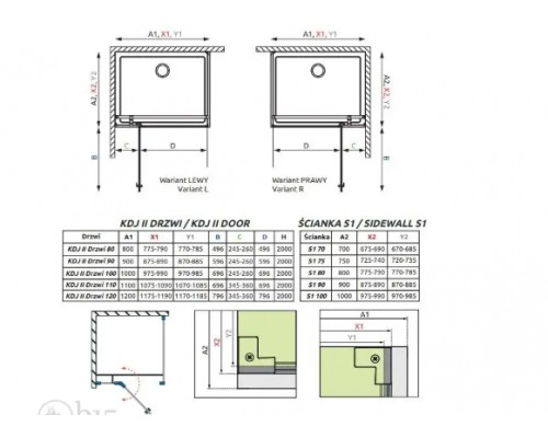 RADAWAY_NEW Душова кабіна NES KDJ II 1100Lx2000 хром/прозоре (10032110-01-01L)