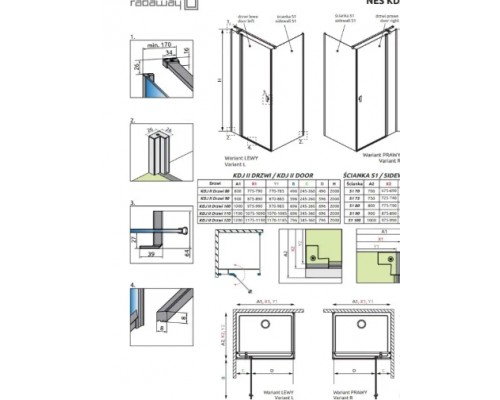 RADAWAY_NEW Душова кабіна NES KDJ II 1200Rx2000 хром/прозоре (10032120-01-01R)