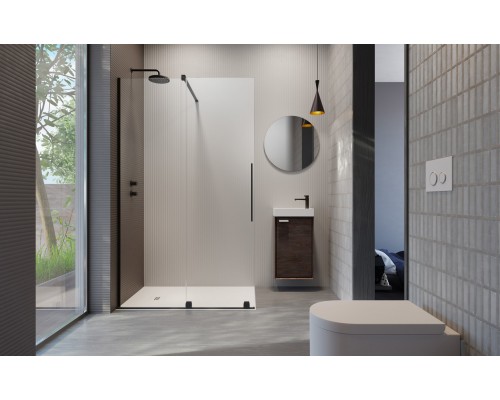 RADAWAY_NEW Furo Black Walk-in Door 438 Left (10106438-54-01L)