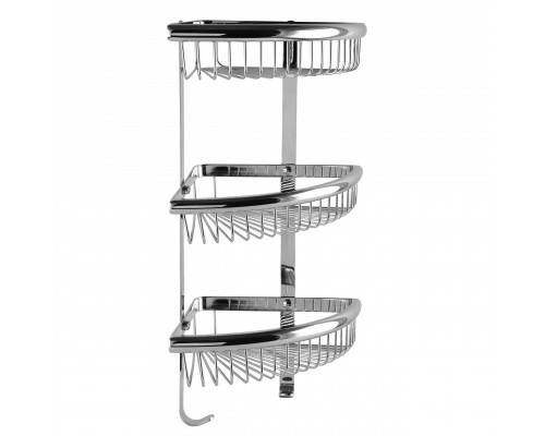 TOPAZ 4115-3 Полка тройная угловая с крючками ЛАТУНЬ (Гейзер)