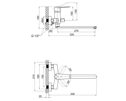 Змішувач для ванни Qtap Terezin 3224101GC