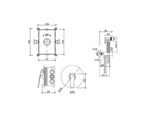 QT Inspai-Varius CRM V10440101 набор для биде скрытого монтажа