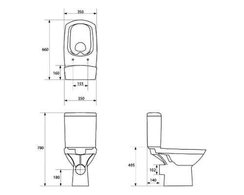 CERSANIT K31-059 Чаша унітазу CARINA CLEAN ON, гор злив