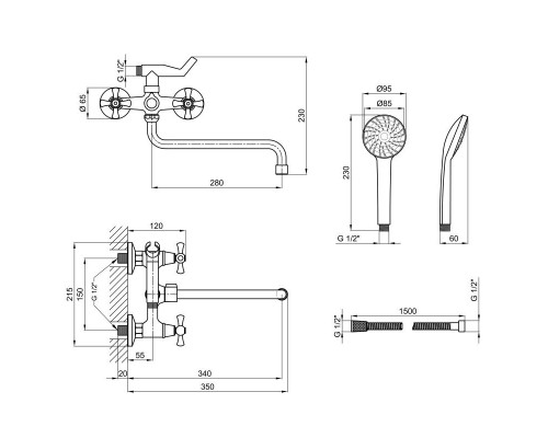 Змішувач для ванни Lidz (CRM) 75 21 140S New