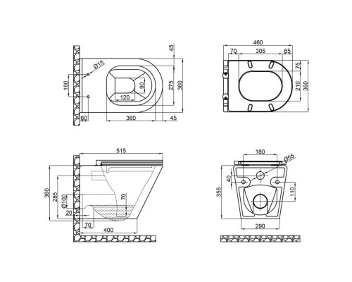 Унітаз підвісний Qtap Scorpio безобідковий з сидінням Soft-close QT1433053ERW