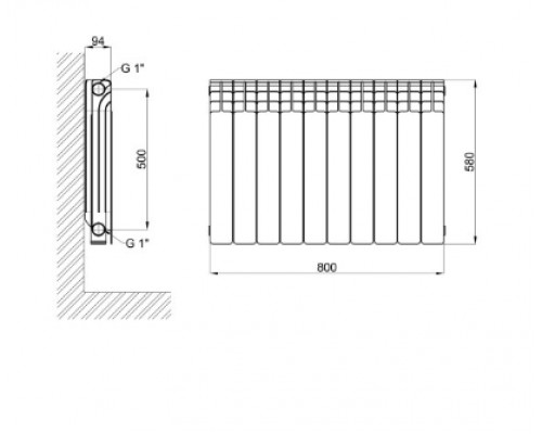 Радиатор Thermo Alliance ALL-Magnum 500/96 биметалл вес 0,83 кг