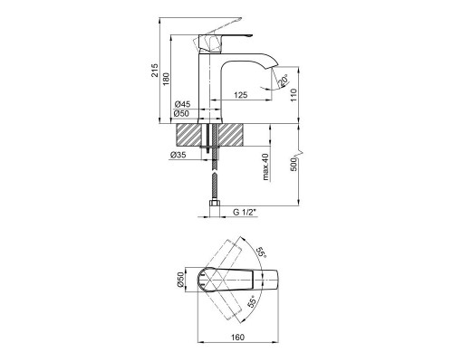 Змішувач для раковини Qtap Zelnava 1050101G