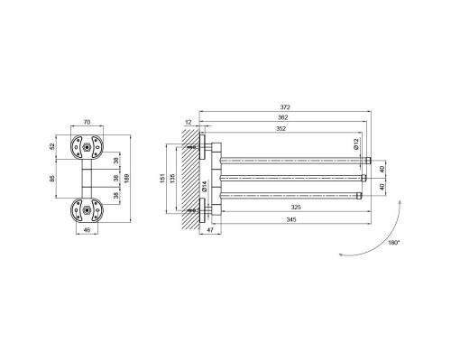Тримач для рушників Lidz (CRM) 114.07.03