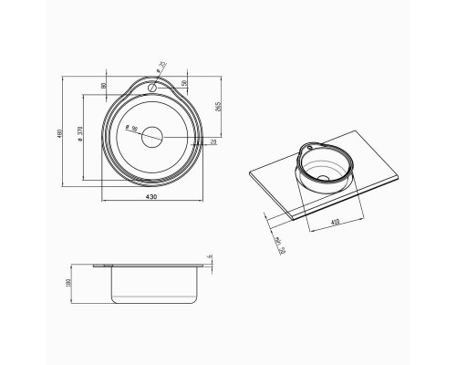 Lidz 4843 0.6мм Decor кухонная мойка  круглая (430х480х(160)