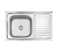 Кухонна мийка Lidz 5080-L 0,8 мм Satin (LIDZ5080LSAT8)