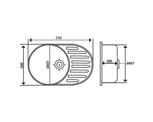 Lidz 7750 0.8мм Polish кухонная мойка полукругл.(770х500х180)