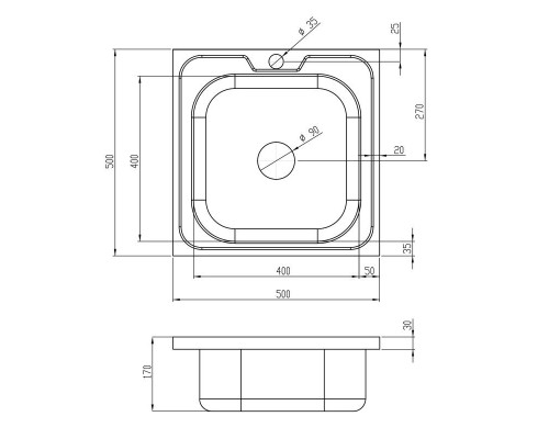 Кухонна мийка Lidz 5050 0,6 мм Decor (LIDZ5050DEC06)