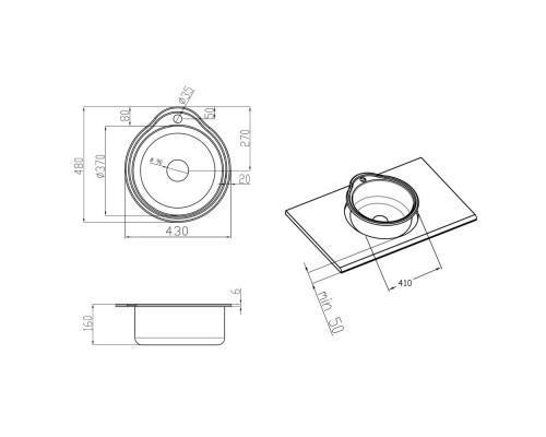 Кухонна мийка Lidz 4843 0,6 мм Micro Decor (LIDZ4843MDEC06)