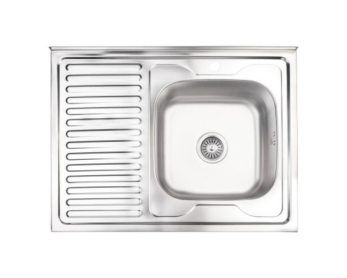 Кухонна мийка Lidz 6080-R 0,8 мм Satin (LIDZ6080RSAT8)