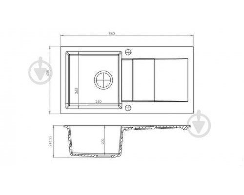 AXIS CASCADA 40 Мийка керамогранітна прямокутна 860х435x200 мм, Кремова (1.172.151.20)