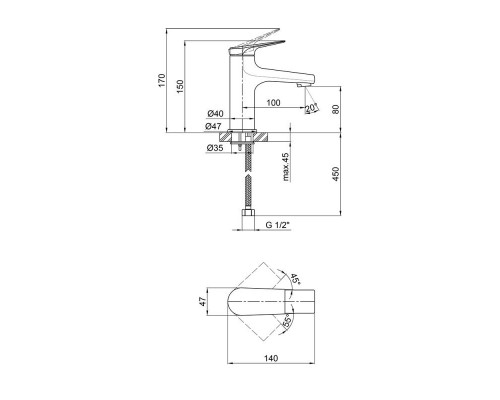 Qtap смеситель для раковины  Elegance CRM 001