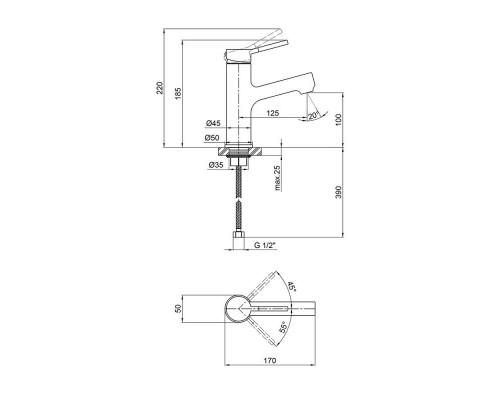 Змішувач для раковини Qtap Inspai CRM 001F
