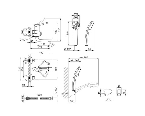 Змішувач для ванни Qtap Inspai CRM 005BN