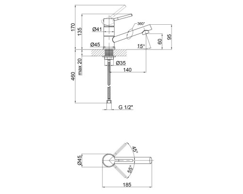 Qtap смеситель для кухни  Inspai CRM 003M