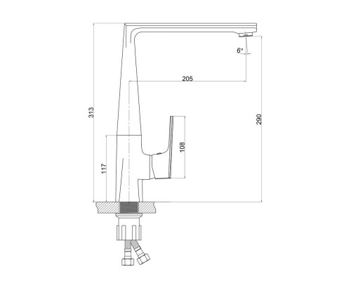Qtap смеситель для кухни  Estet CRM 007F