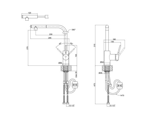 Змішувач для кухні Qtap Inspai CRM 007F з висувним виливом