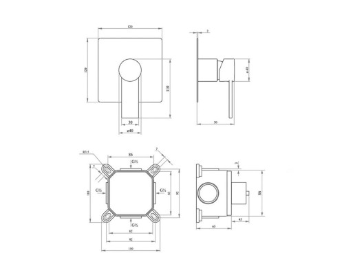 Змішувач прихованого монтажу для біде Qtap Form CRM 001AB SQ