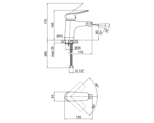 Qtap смеситель для биде  Loft CRM 001A