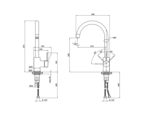Змішувач для кухні Qtap Spring CRM 007F-2 з підключенням до фільтра