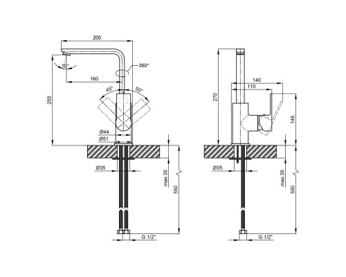 Змішувач для кухні Qtap Ustek 9016107FC