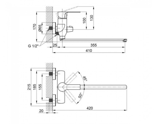 Змішувач для ванни Qtap Ustek 3216107GC