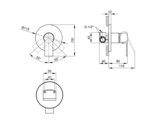 Змішувач прихованого монтажу для душу Qtap Ustek 6016107OC