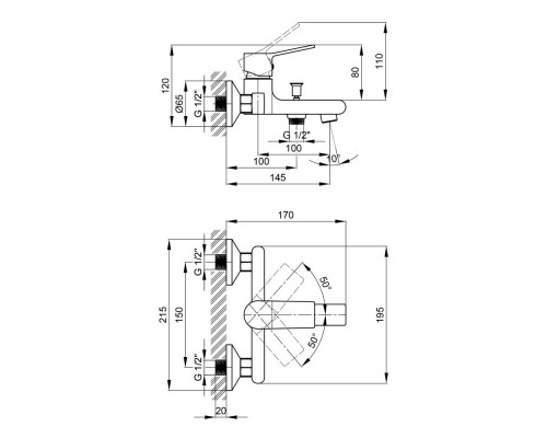 Змішувач для ванни Qtap Javornik 3014107DC