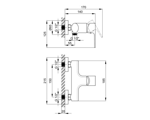 Змішувач для душу Qtap Labe 4020107C