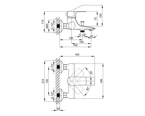 Змішувач для ванни Qtap Svitava 3011107DC